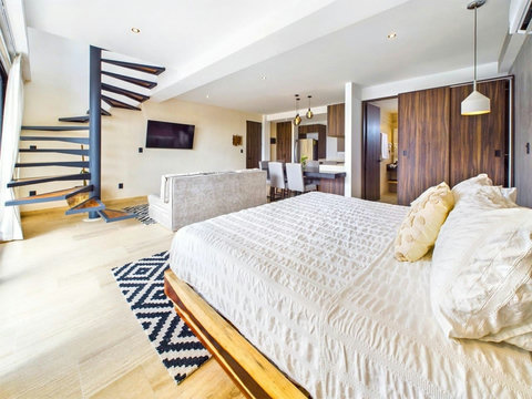 The layout of the apartment is such that you can completely lock off one of the units if you desire so, many of our guests particularly enjoy this feature especially groups of friends and families. Access to the rooftop terrace is done by the stairs