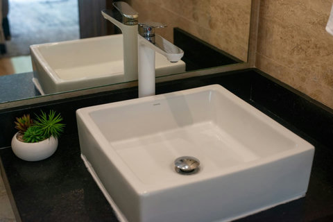 Enjoy the abundance of natural light flooding our bathrooms, enhancing the clean and modern design for your comfort.