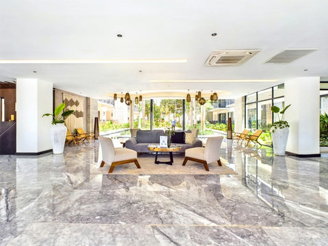 The lobby offers a warm welcome with cozy spaces to relax. Friendly staff by day and night security ensure your comfort at all times.