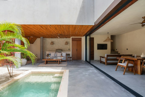 Experience luxurious indoor-outdoor living with a private plunge pool, open-concept design, and cozy lounge areas. A peaceful tropical retreat designed for total relaxation.