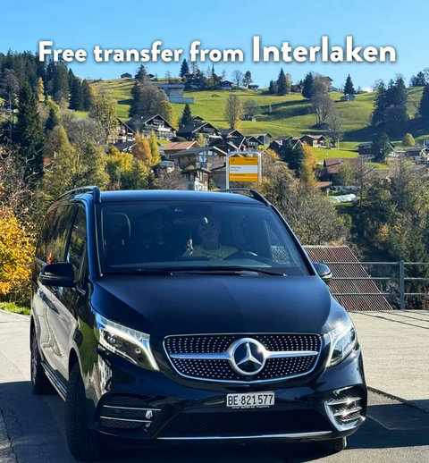 Complimentary TRANSFER Service! Arrive stress-free in style. Enjoy FREE transfer from the Interlaken area in our top-of-the-line Mercedes van or equivalent. The perfect start to your Swiss Dream Living experience.