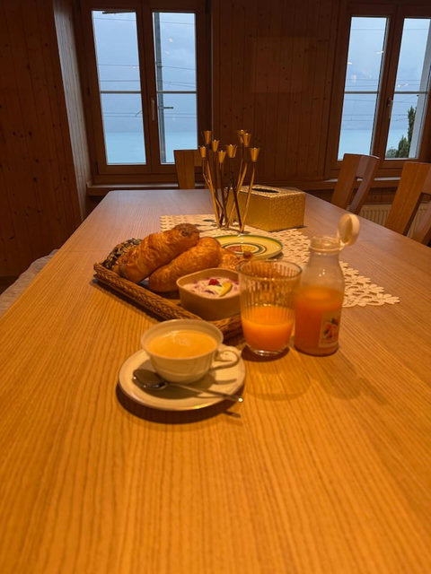 Dining together in a cozy chalet setting
