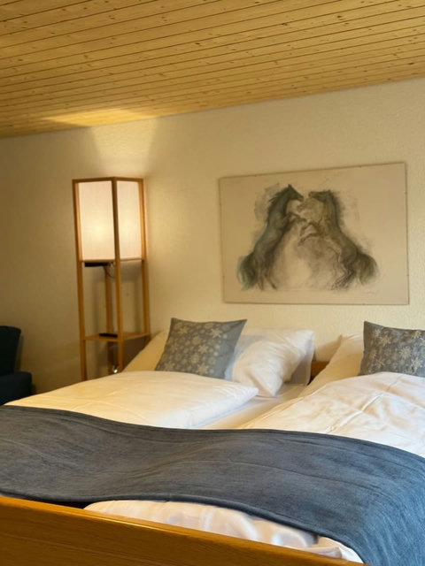 Comfortable bed setup with fresh linens, perfect for a relaxing night.