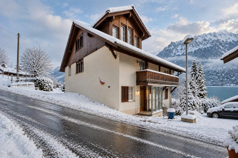 A snowy winter escape near Interlaken, with beautiful Lake Brienz and mountain views.