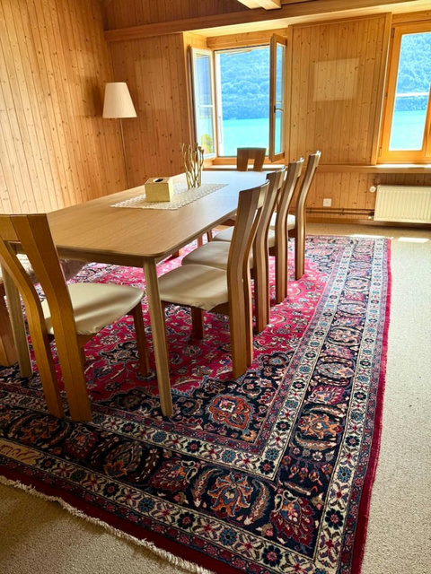 Dining together in a cozy chalet setting