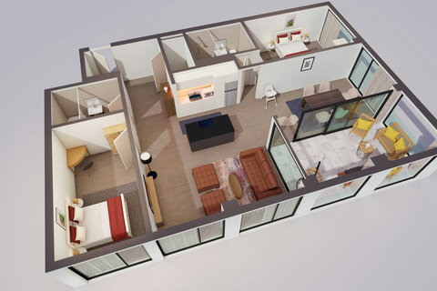 Spacious, thoughtfully designed apartment layout that allows you to live, relax, and move around comfortably.