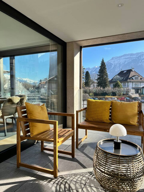 Your private front-row seat to the Swiss Alps—relax in cozy seating and enjoy fresh mountain air and beautiful views.