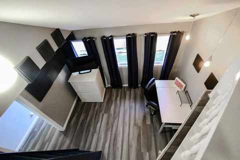 Office looking down from loft