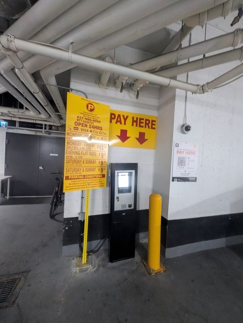 Once parked, proceed to pay for parking using the kiosk or you can scan the bar code on the wall to pay from your device. Display ticket on dashboard of vehicle.