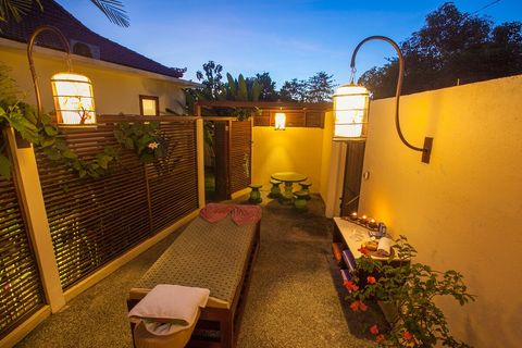 The open Balinese concept of our spa is ideal for tropical climate and perfect for sunset couple massages. Open by request and $ service. During the rainy season, we move massages to roofed area.