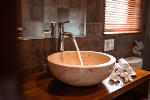 Our stylish bathroom, you will gonna love it! Made of stone, so it is usually cooler. It has spacious shower and strong water pressure, including hot water. Big mirror and lot of space to store amenities.