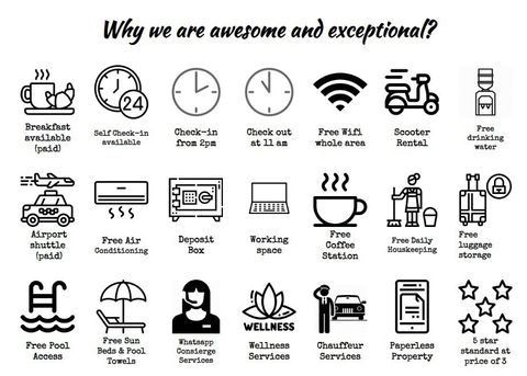 Briefly - This is why we are so awesome! 
All amenities we are offering.