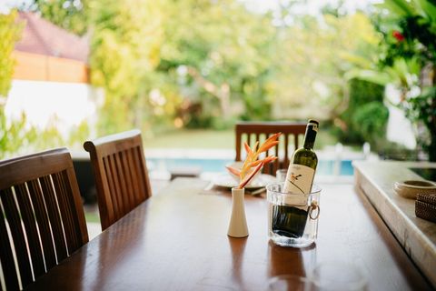 Dining area with table and chairs, where you can work, if needed. But hey, you are on holiday!