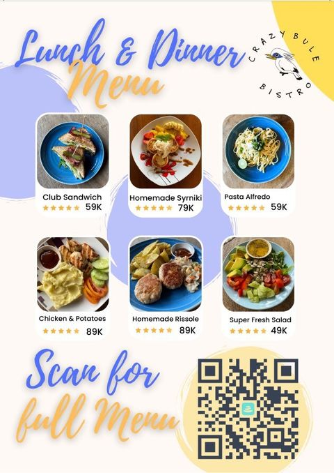You can look at our menu to be inspired, if the food we are preparing is your taste or not ☺.