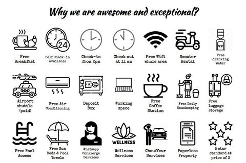 Briefly - This is why we are so awesome! 
All amenities we are offering.