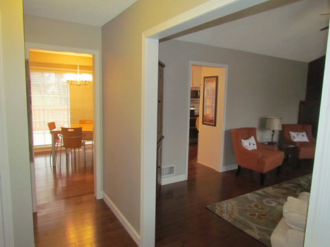 Partial view of kitchen and living area when you walk into the Farley house.