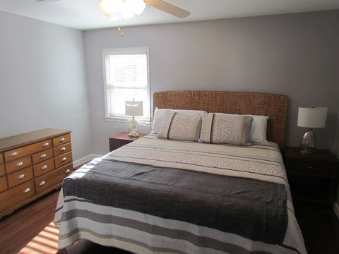 Master bedroom view with nice comfortable king size bed