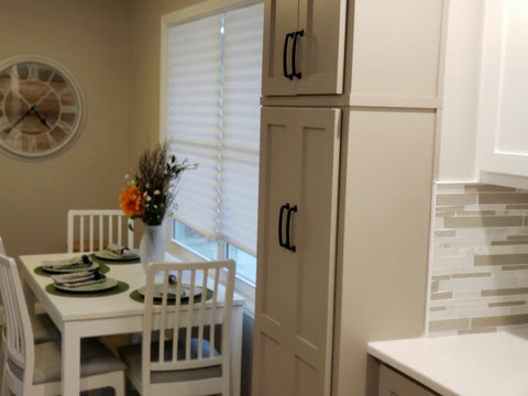 View of pantry and dining area.