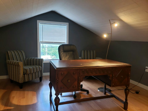 Your own office up in the loft area with two comfy chairs and sofa.