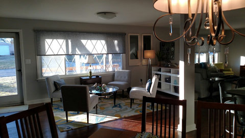Beautiful view of the seating area right off the front door.

