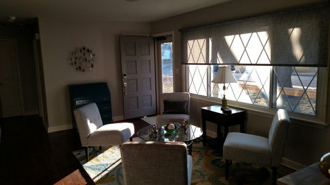 View of seating area when entering the house