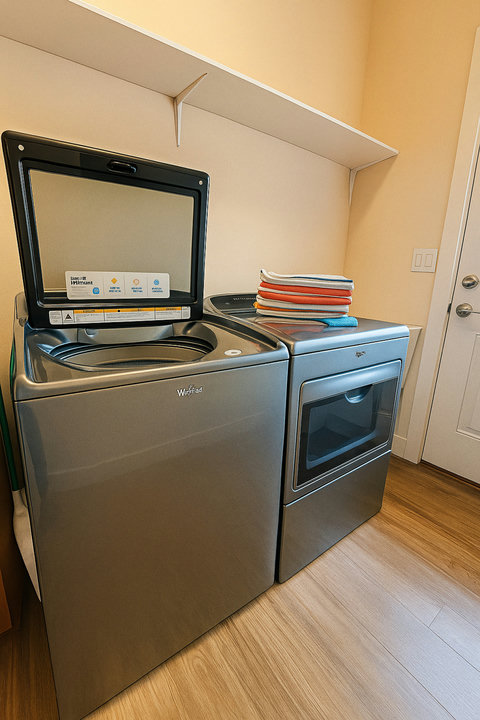 In-unit washer and dryer with fresh towels