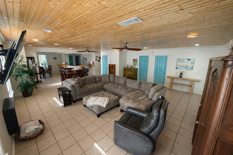 more kitchen and living room space