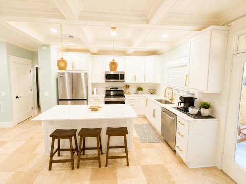 Bright, spacious kitchen with a roomy island — everything you need to cook and connect.