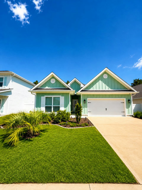 Pull right up—a wide driveway, two-car garage, and manicured tropical landscaping welcome you home after a day at the beach.