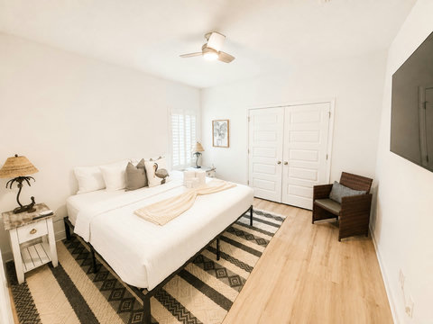 A restful bedroom with ample closet space and a cozy reading nook—everything you need to settle in and stay awhile.