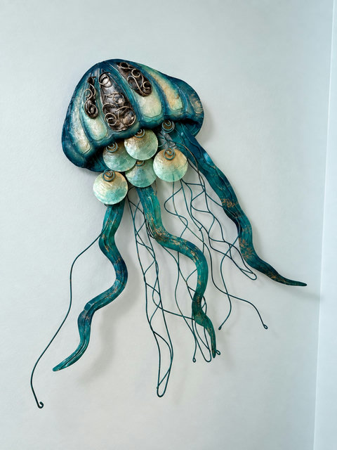 Whimsical coastal jellyfish wall art