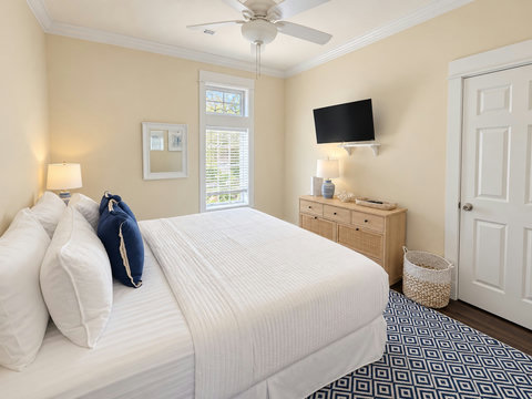 Second king bedroom with navy accents