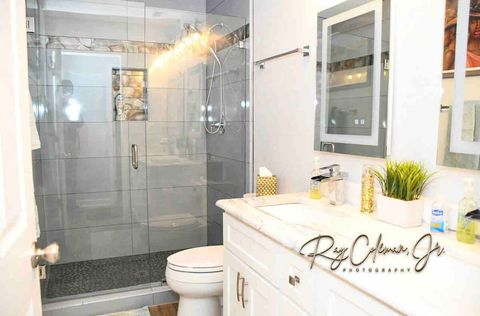 Soap and hand sanitizer available in each bathroom as well as in kitchen 