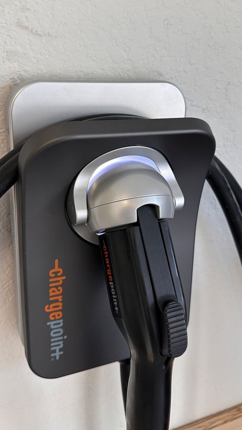 Level 2 EV Chargepoint charger conveniently located inside the garage.  Please verify that your vehicle meets the size requirements if planning to use the garage. (Max: 200” long, 73” wide)