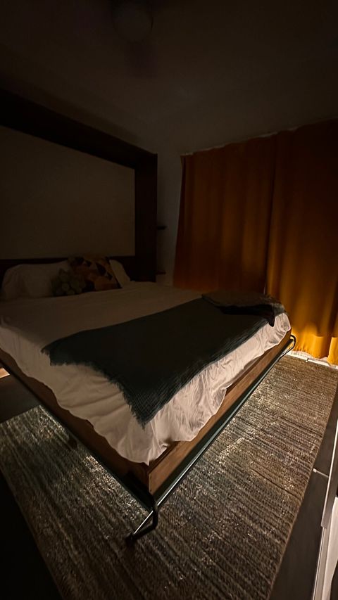 Dimmable under-bed lighting for easy middle of the night bathroom trips!