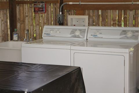 Laundry Facilities, free.  Including laundry detergent & fabric softner.