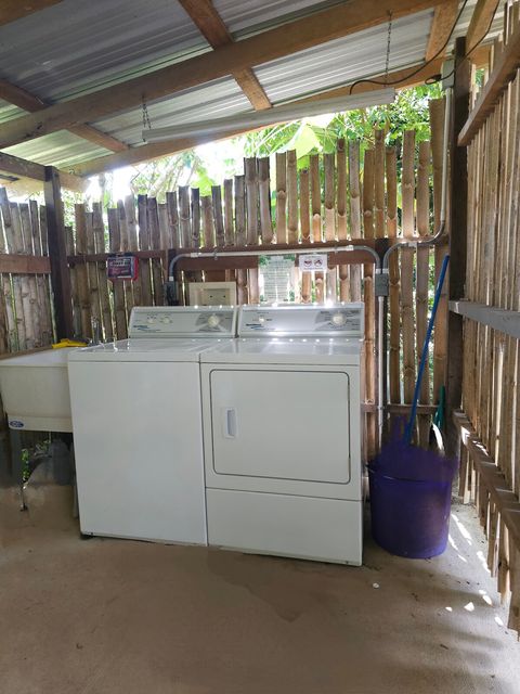 Complimentary use of our Commercial Speed Queen washer & dryer.  Clothes detergent included!