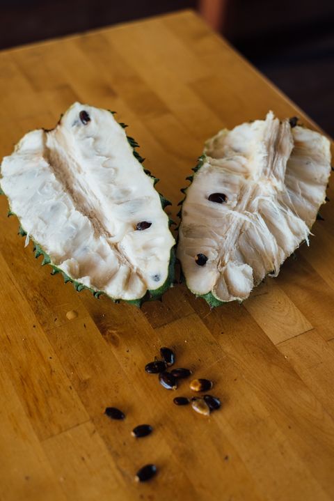 The inside of a soursop (guanabana)