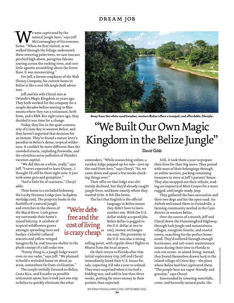 Featured in International Living Magazine (Sept 2022) - this is page 1 of the article