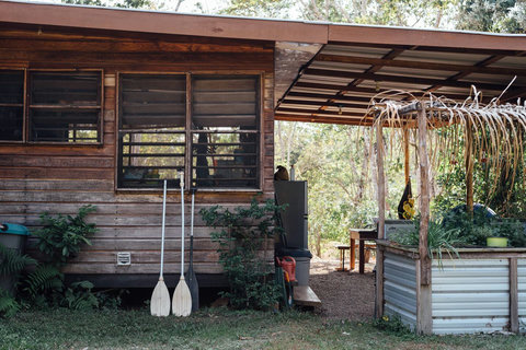 Grab the oars and paddle up river, or help yourself to the veggies/herbs in our raised bed, right next to the outdoor kitchen!