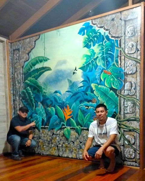 Shout out to the two local artists that painted this gorgeous wall mural in the Banana Bungalow 8/2023.