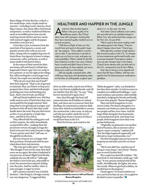 Featured in International Living Magazine (Sept 2022) - this is page 2 of the article