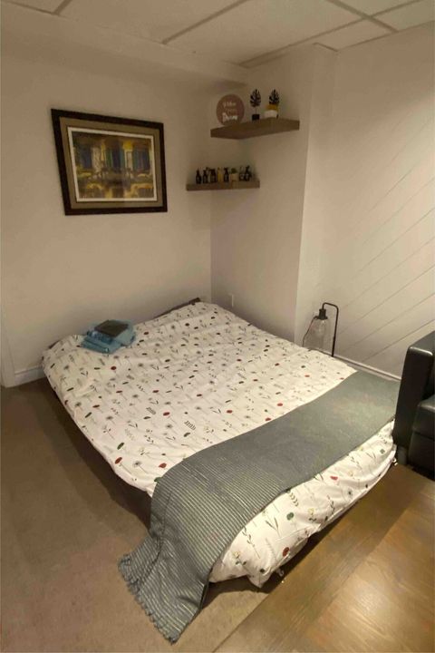 The futon becomes a comfortable floor mattress