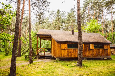 View of cabin from riverside