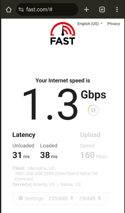 Blazing fast WiFi speed over 1.3 Gbps
