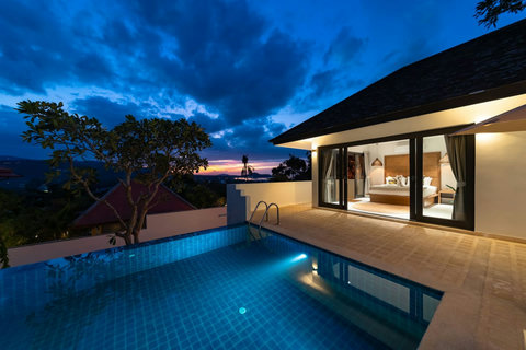 Breathtaking sunset view from the private pool terrace