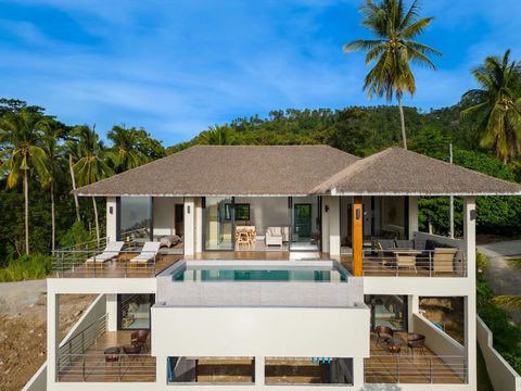 Complete 4-bedroom villa exterior showcasing modern tropical architecture and pool - Sunrise Hill Koh Samui luxury retreat
