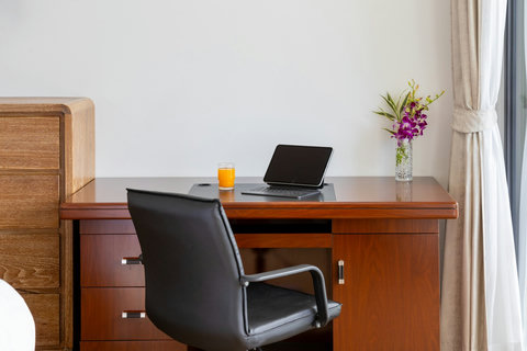 Dedicated work desk with laptop space, ideal for remote work at Villa Yoco, Koh Samui