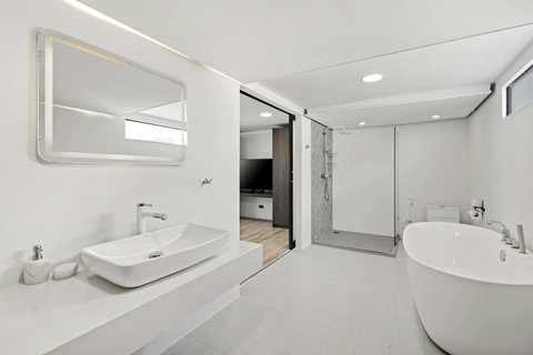 Designer bathroom with dual sinks at C'est la Vie, Replay Residence Koh Samui