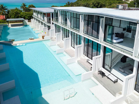 Rooftop terrace and modern architecture at C'est la Vie, Replay Residence Koh Samui